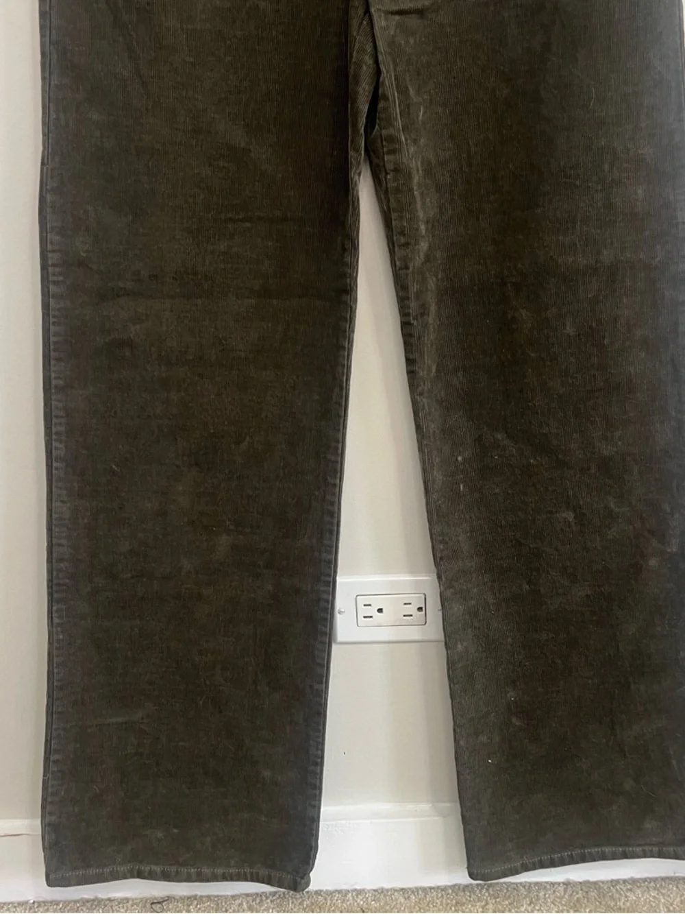 NWT Zara Dark Olive/Brown Corduroy Pants Career Careerwear Work Office Wide Leg - Picture 2 of 9